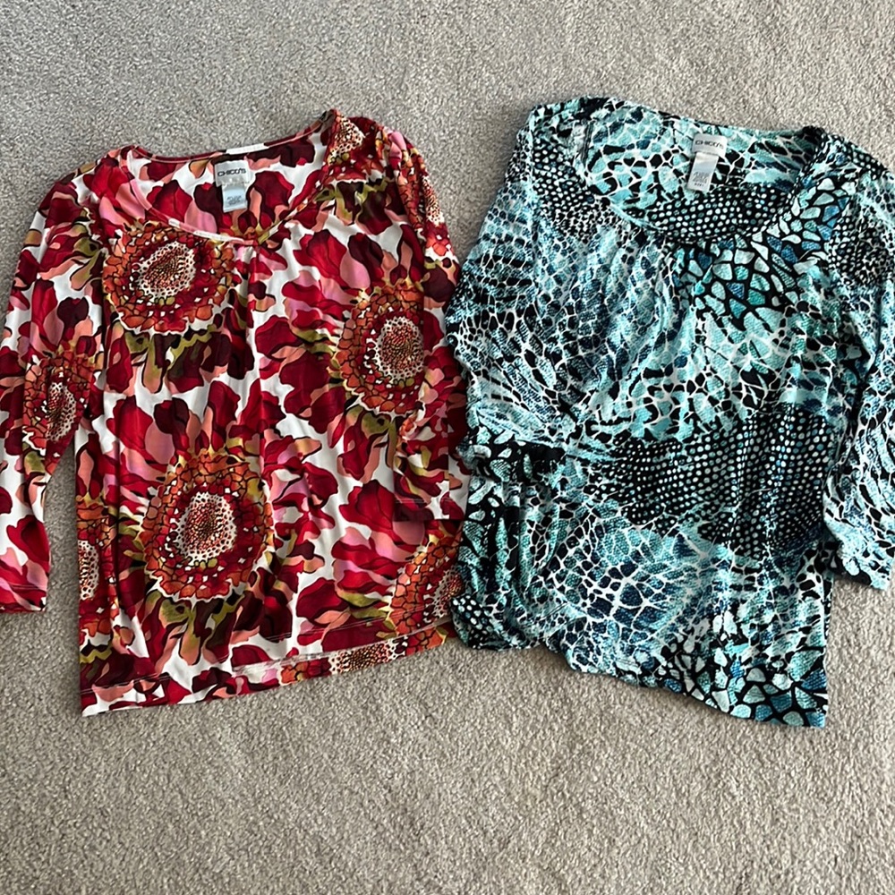 Chico’s set of multi-colored shirts sz.1